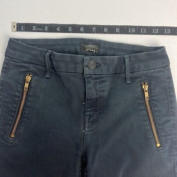 Mother Muse Twill Pants Midnight Blue Zip Pockets Skinny Leg Crop Denim Jeans 24 - Picture 7 of 12